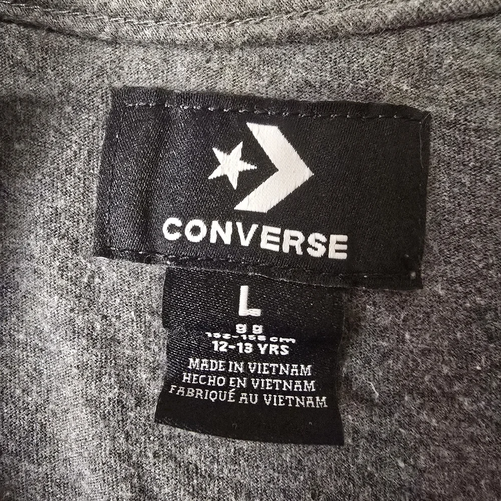 Converse All Star Gray Holographic Logo Crop Top T-Shirt Size L KIDS